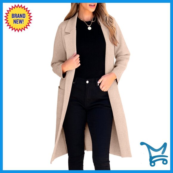 Oversized Knit Cardigan Sweater Lapel Long Sleeve Cozy Fall Winter